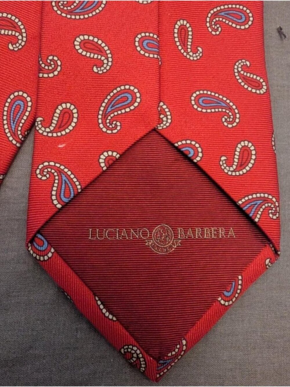 Luciano Barbera Red Paisley Silk Tie